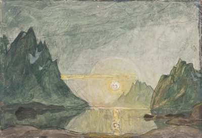 Sol da meia Noite. Estude de norte a Noruega (óleo em papelão) de Anna Katarina Boberg
